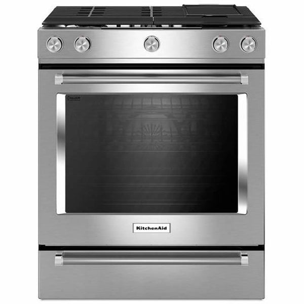 KitchenAid 30-inch Slide-In Dual-Fuel Range YKSDB900ESS IMAGE 1