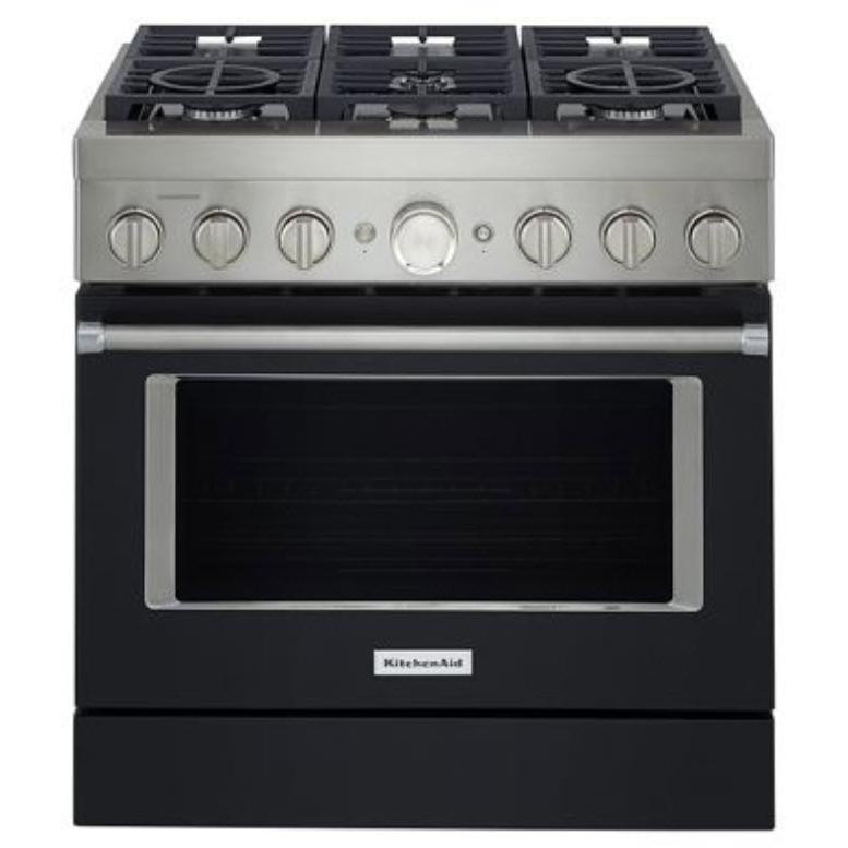 KitchenAid 36-inch Freestanding Gas Range with Even-Heat™ True Convection KFGC506JBK IMAGE 1