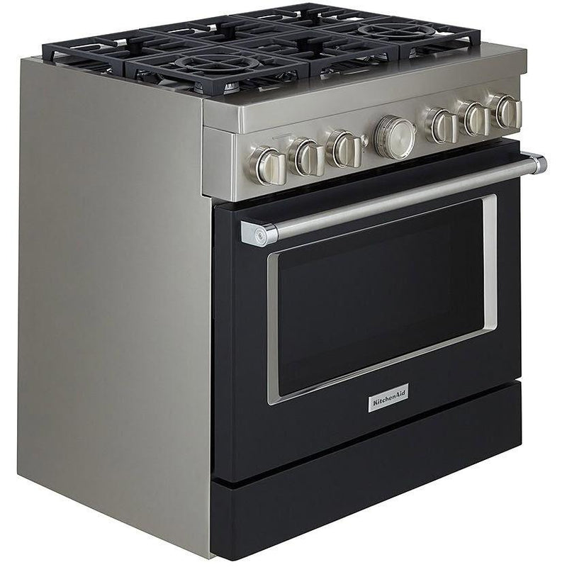 KitchenAid 36-inch Freestanding Gas Range with Even-Heat™ True Convection KFGC506JBK IMAGE 2