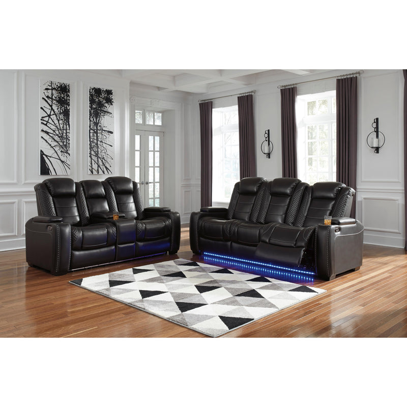 Signature Design by Ashley Party Time Power Reclining Leather Look Loveseat with Console 3700318C IMAGE 15