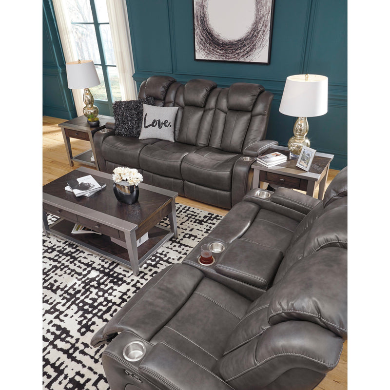 Signature Design by Ashley Turbulance Power Reclining Leather Look Loveseat with Console 8500118C IMAGE 12