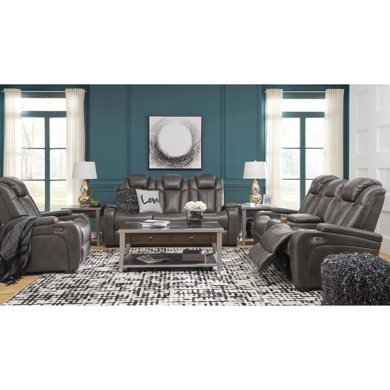 Signature Design by Ashley Turbulance Power Reclining Leather Look Loveseat with Console 8500118C IMAGE 14