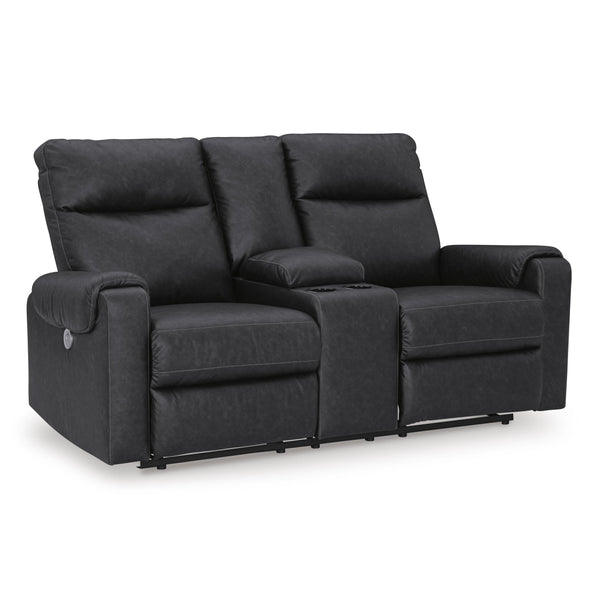 Signature Design by Ashley Axtellton Power Reclining Leather Look Loveseat with Console 3410596C IMAGE 1