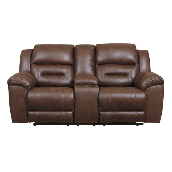 Signature Design by Ashley Stoneland Power Reclining Leather Look Loveseat with Console 3990496C IMAGE 1