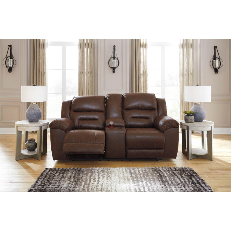 Signature Design by Ashley Stoneland Power Reclining Leather Look Loveseat with Console 3990496C IMAGE 4