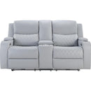 Primo International Grayson Power Reclining Polyurethane Loveseat with Console Grayson Power Reclining Loveseat with Console - Concrete IMAGE 2