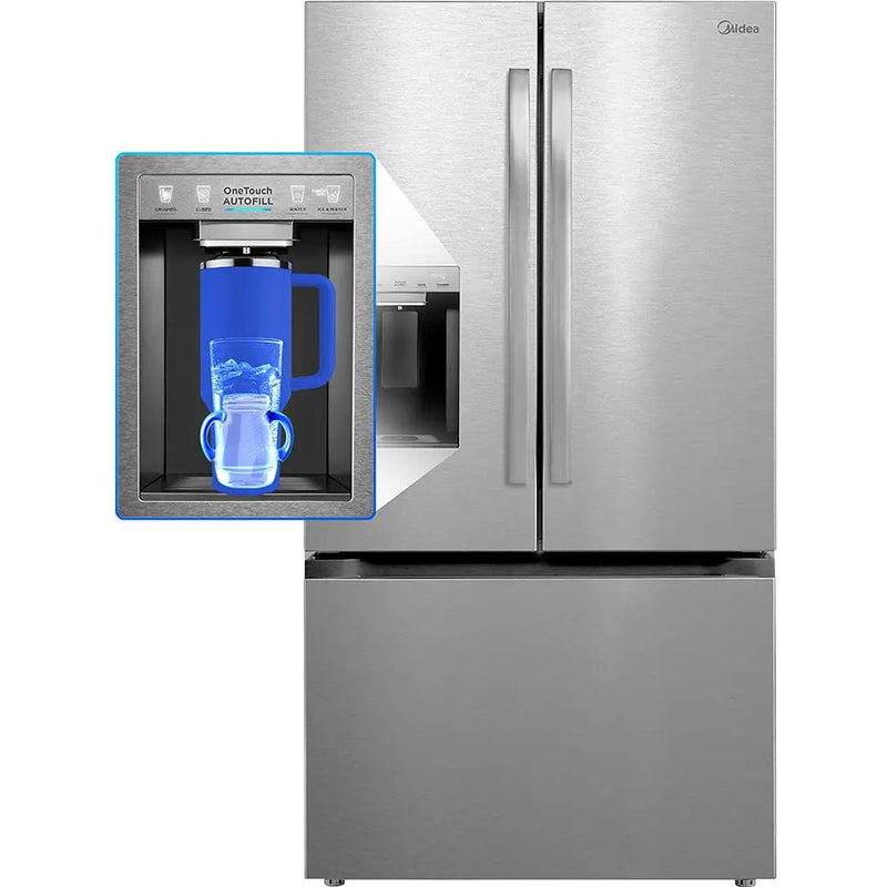  Midea 36-inch, 29 cu. ft. Freestanding French 3-Door Refrigerator with OneTouch AutoFill™ MRF29D9BST IMAGE 3
