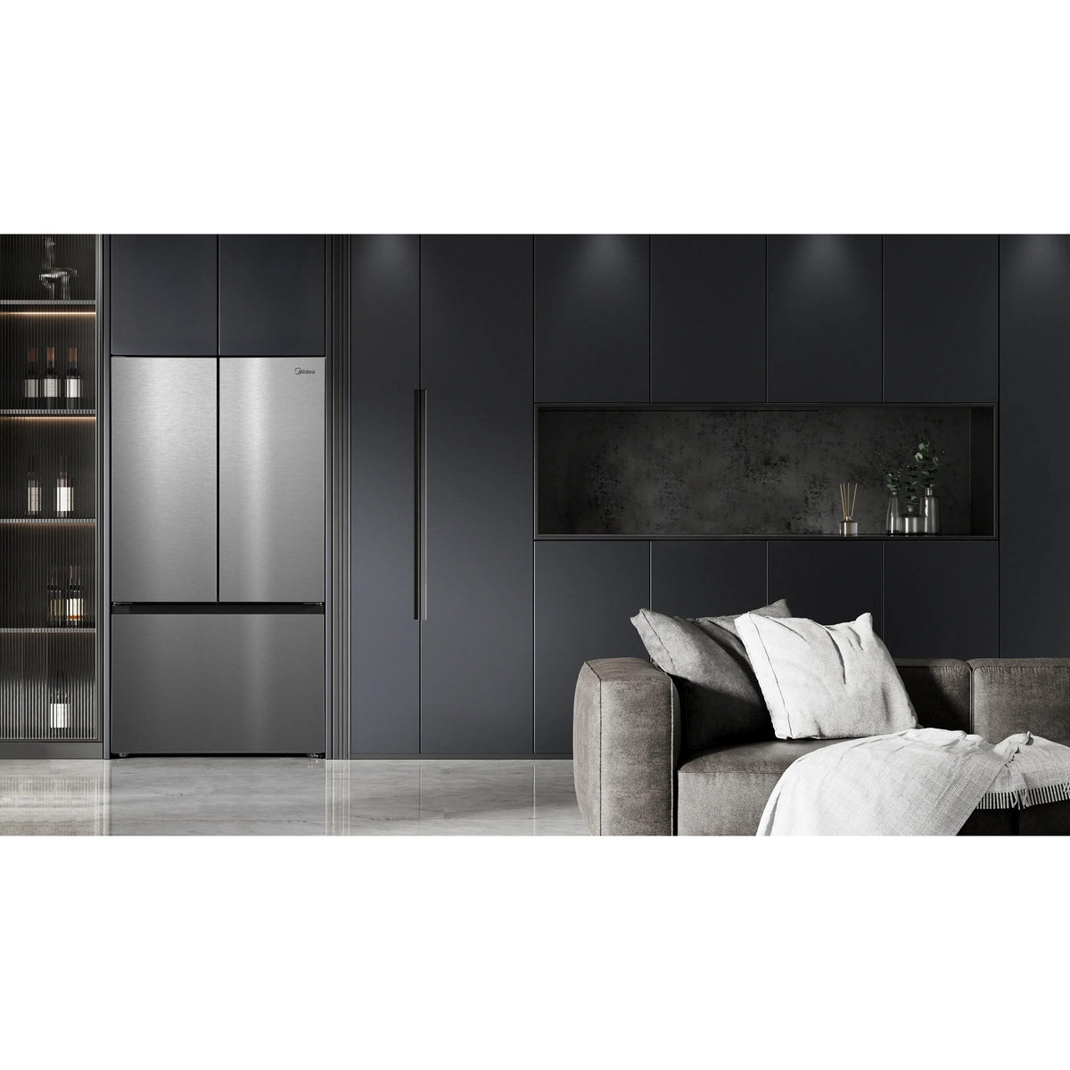 Midea 36-inch, 31.7 cu. ft. Freestanding French 3-Door Refrigerator wi