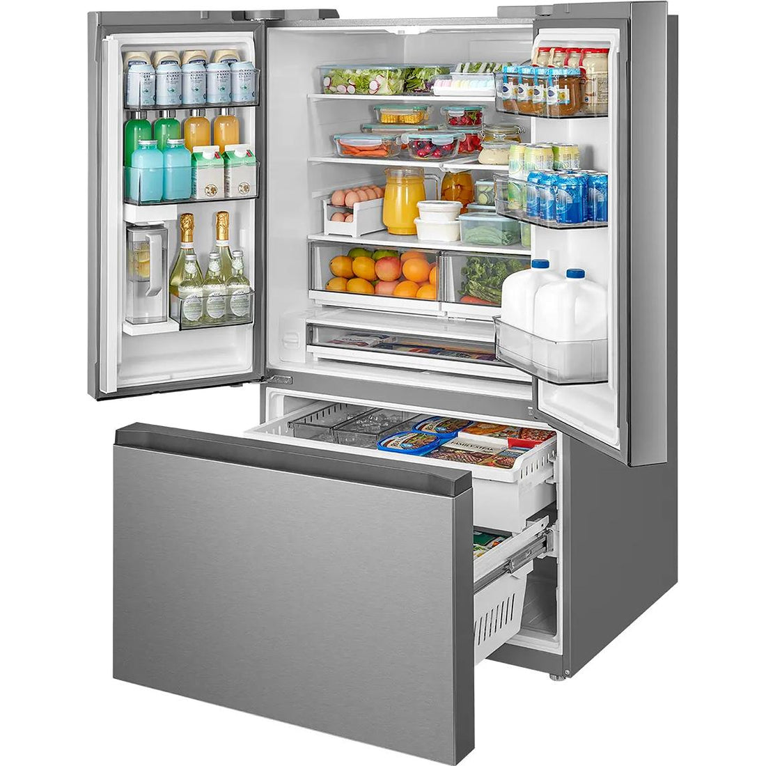 Midea 36-inch, 31.7 cu. ft. Freestanding French 3-Door Refrigerator wi