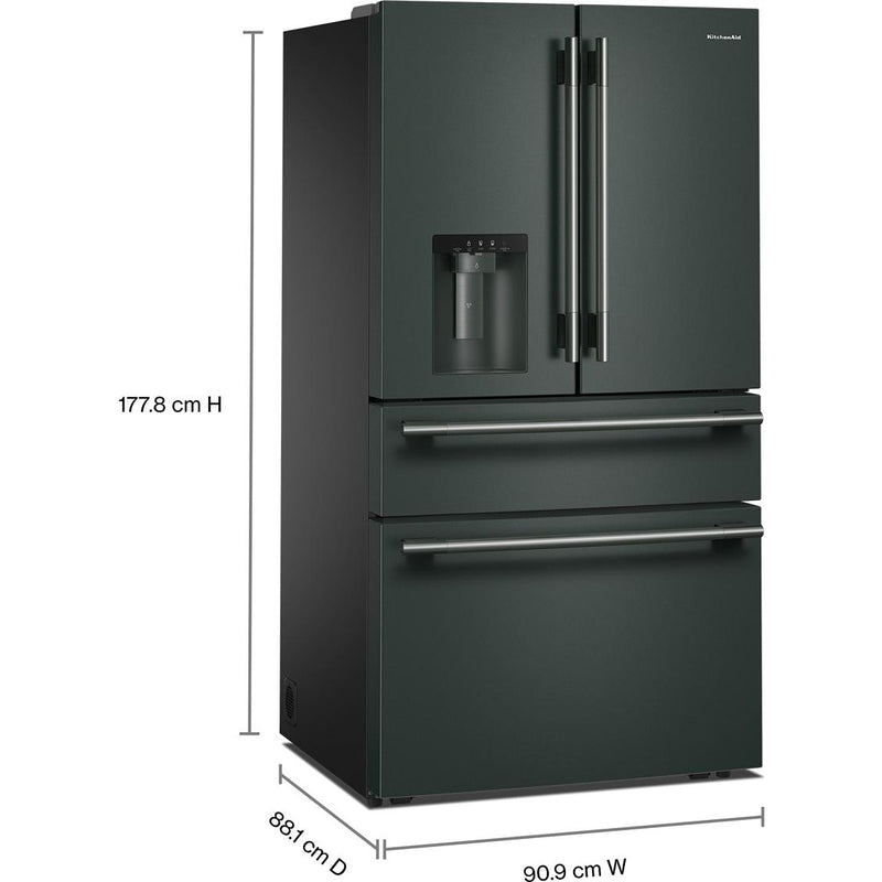  KitchenAid 36-inch, 29.51 cu. ft. Freestanding French 4-Door Refrigerator with Water and Ice Dispensing System KRMF436SJP IMAGE 4