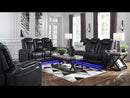 Signature Design by Ashley Party Time Power Reclining Leather Look Loveseat with Console 3700318C EXTERNAL_VIDEO 1